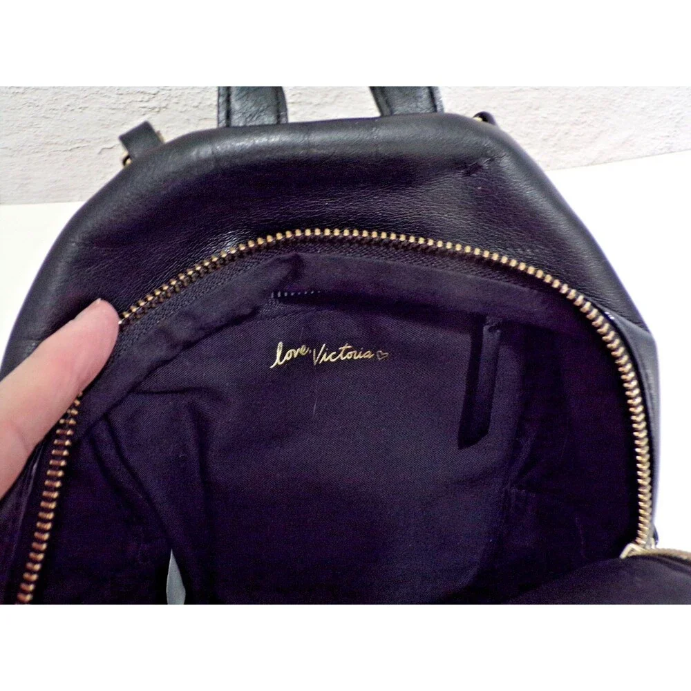 Victoria Secret Mini Backpack Black Quilted w/Adjustable Straps Gold Tone Accent